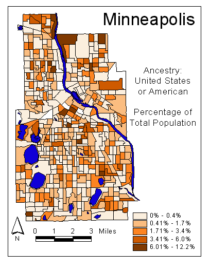 Map of United States or American Ancestry
