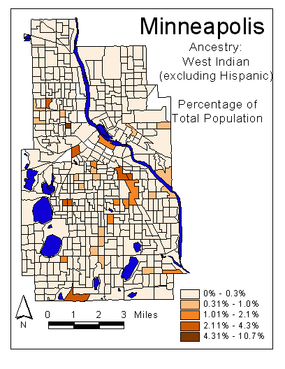 Map of West Indian (excluding Hispanic) Ancestry